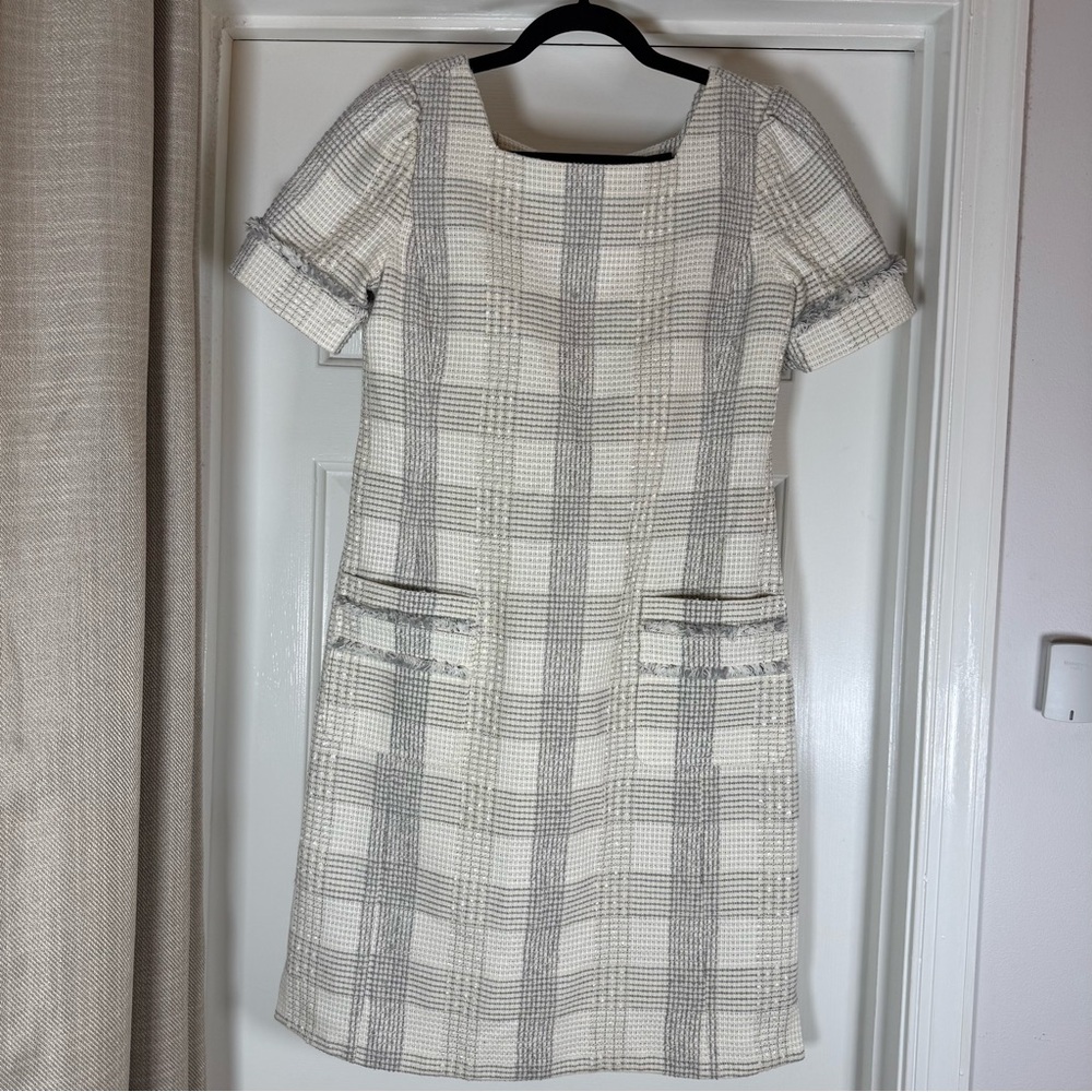 Brooks Brothers Gray and Cream Plaid Mini Dress Size 6